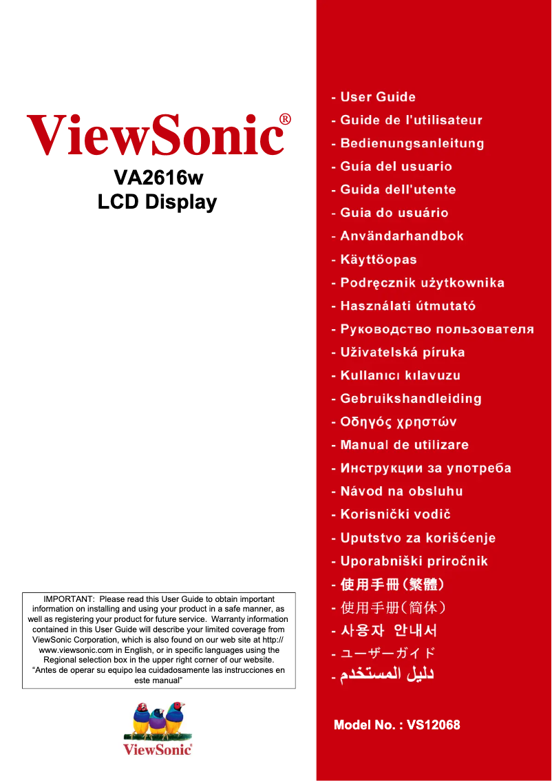 Page n°1 - Manuel utilisateur Viewsonic VA2616w