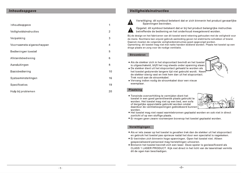 Page 1 de la notice Manuel utilisateur Salora DVD227M