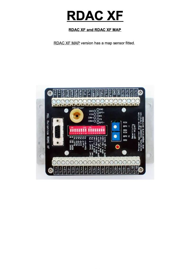 Page n°1 - Manuel utilisateur MGL Avionics RDAC XF