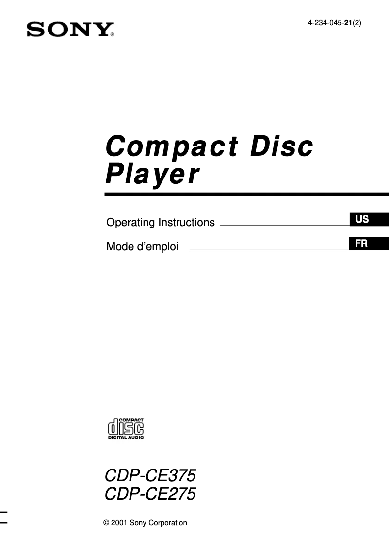 Page n°1 - Manuel utilisateur Sony CDP-CE275