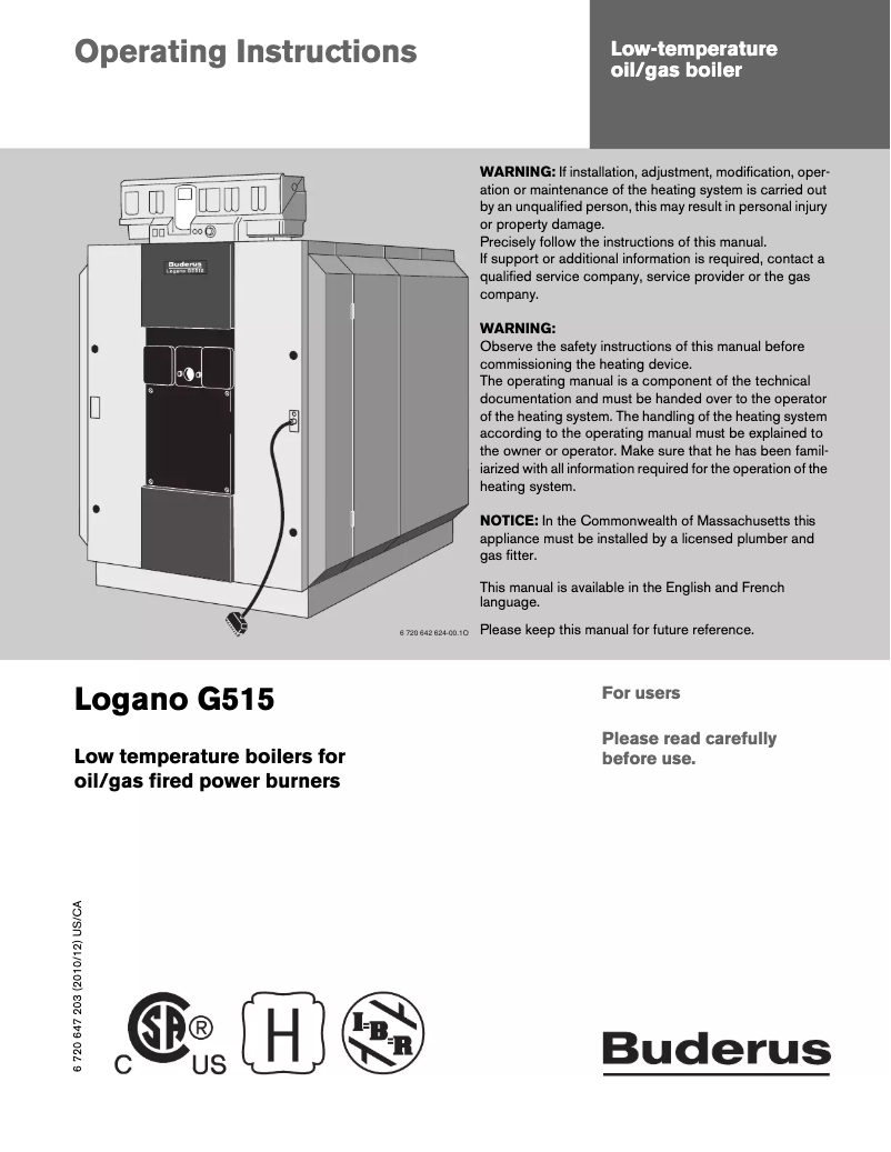 Image de la première page du manuel de l'appareil Logano G515