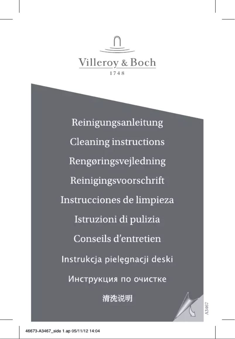 Page n°1 - Manuel utilisateur Villeroy & Boch 9M38S101