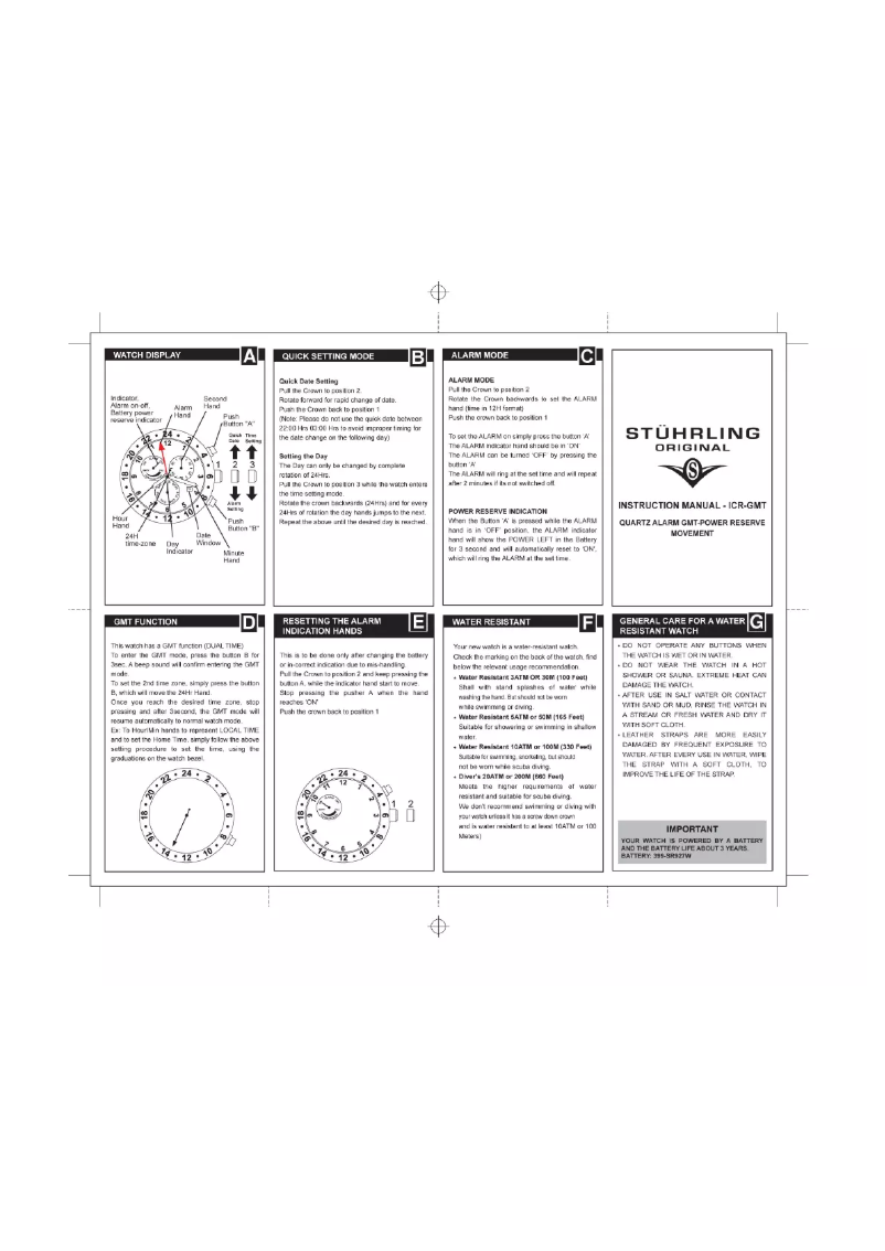 Page 1 de la notice Manuel utilisateur Stührling ICR-GMT