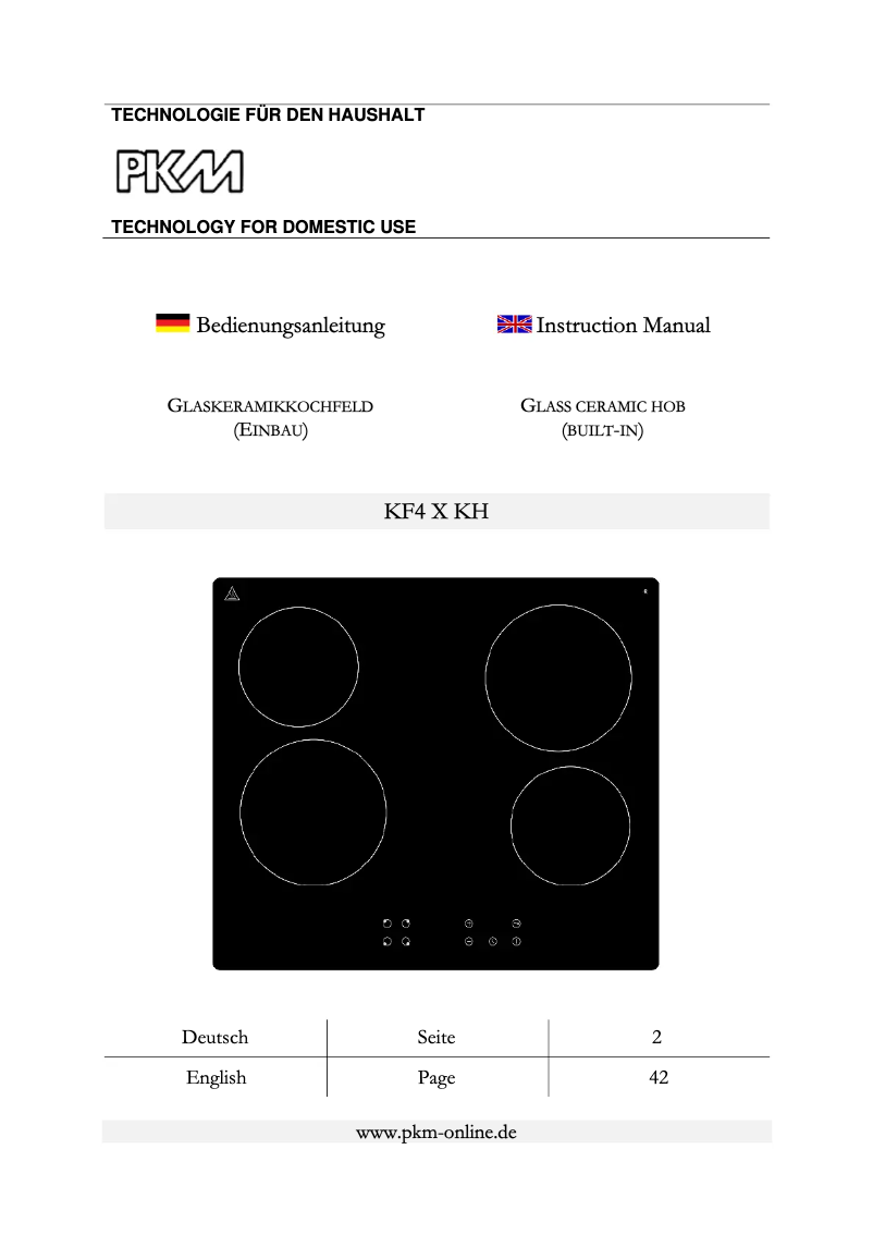 Page 1 de la notice Manuel utilisateur PKM KF4X KH
