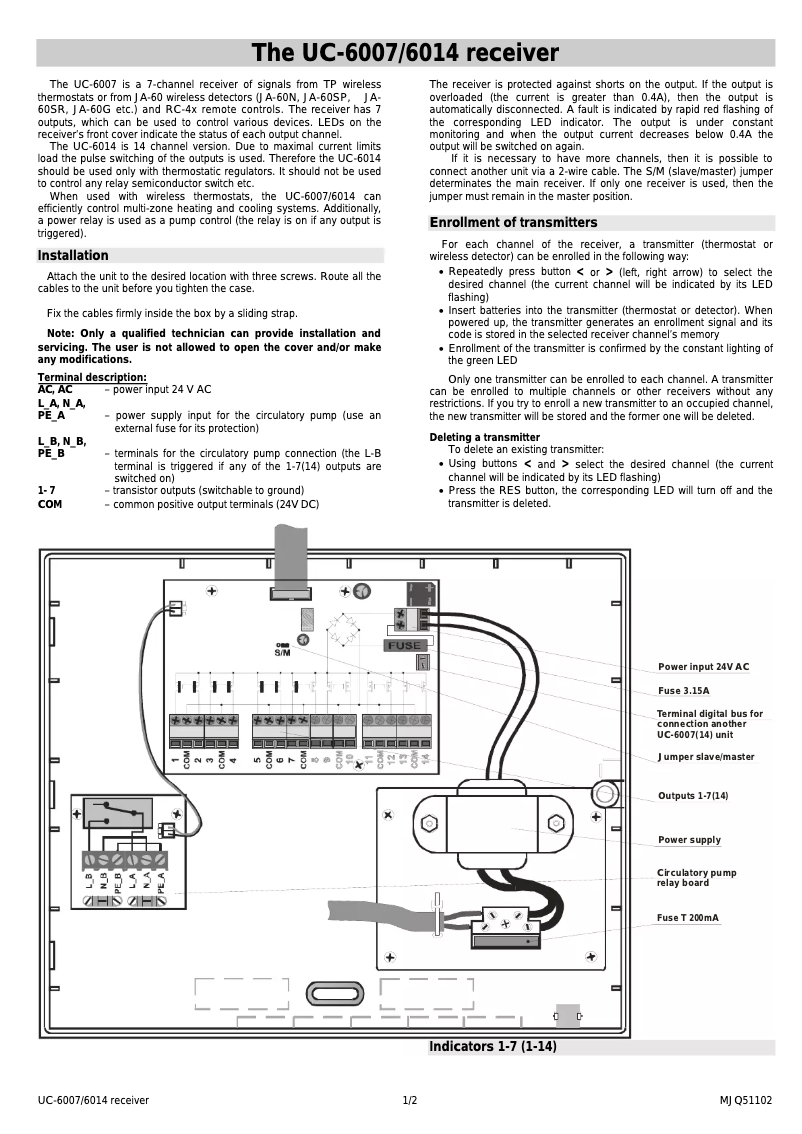 Image de la première page du manuel de l'appareil UC-6007