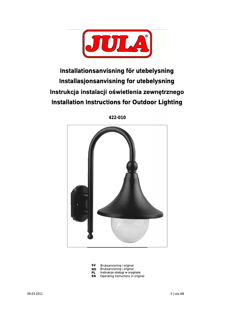 Page n°1 - Manuel utilisateur Anslut 422-010