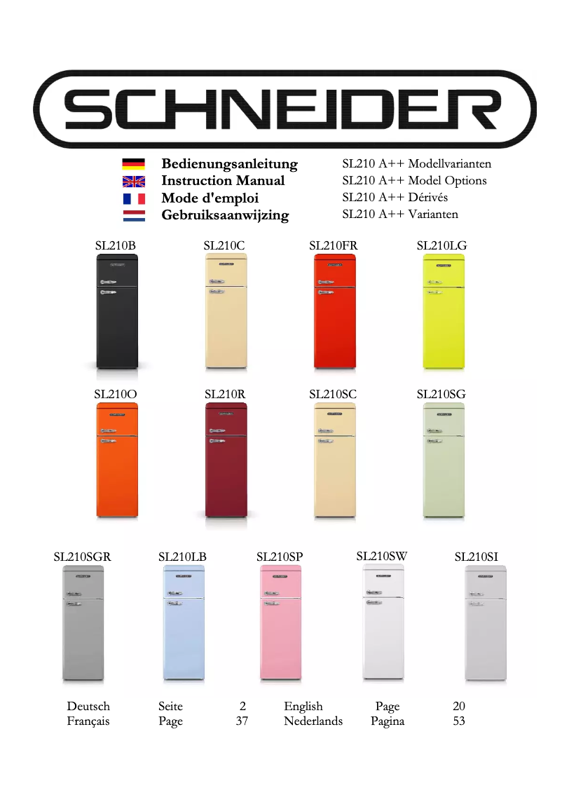 Image de la première page du manuel de l'appareil SL 210 SG-DD A++