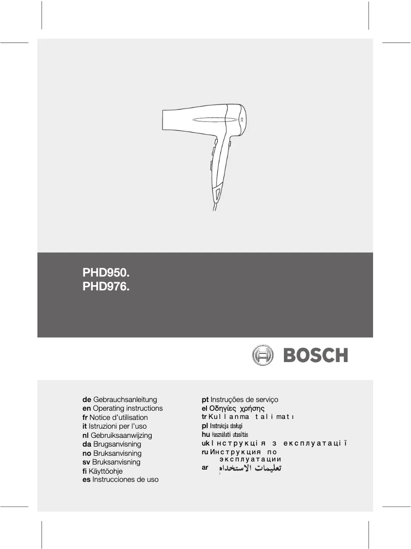 Page 1 de la notice Manuel utilisateur Bosch PHD9500 ProSalon Home