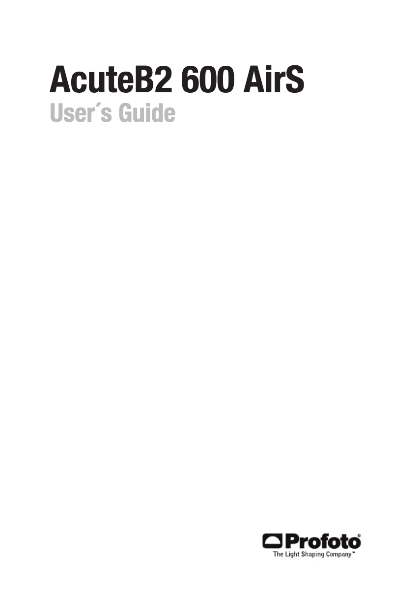 Page 1 de la notice Manuel utilisateur Profoto AcuteB2 600 AirS
