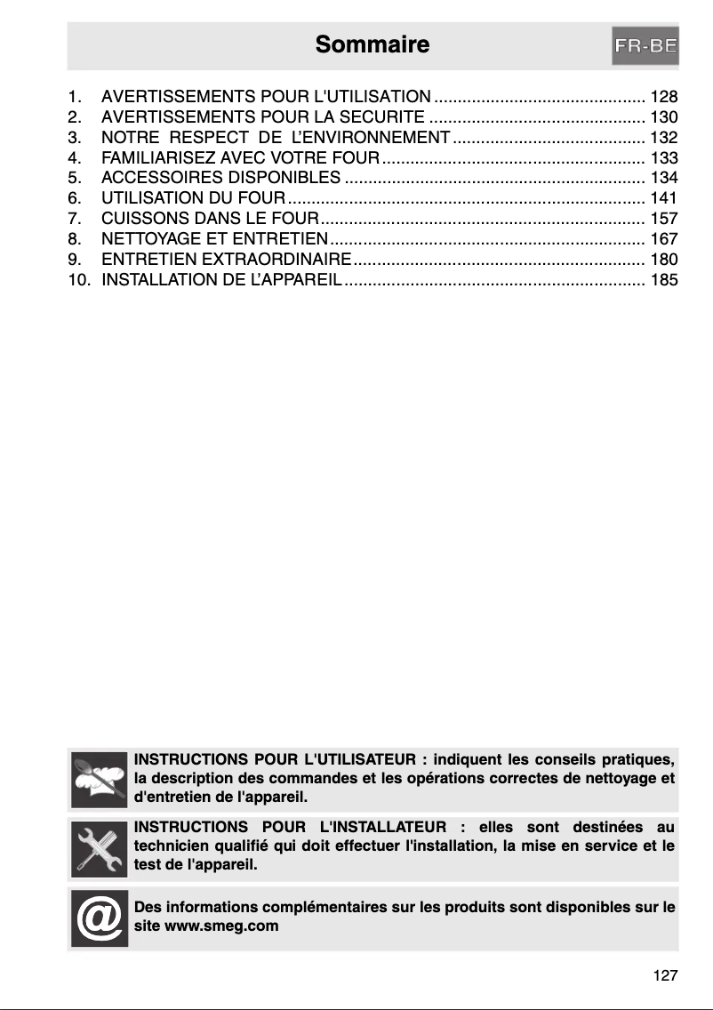 Page 1 de la notice Manuel utilisateur Smeg SCP109N