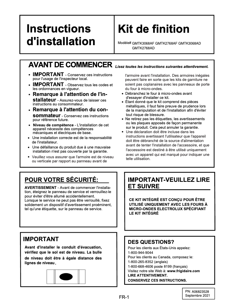 Image de la première page du manuel de l'appareil GMBS3068AD