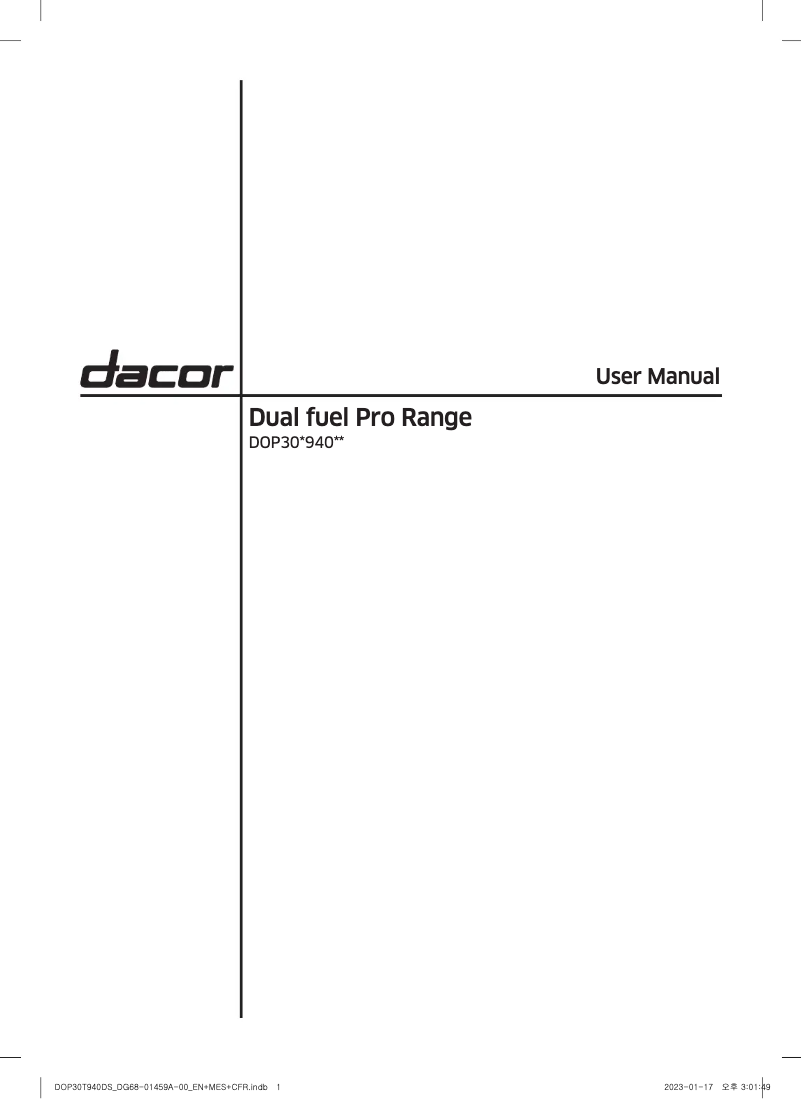 Page n°1 - Manuel utilisateur Dacor DOP30T940DS