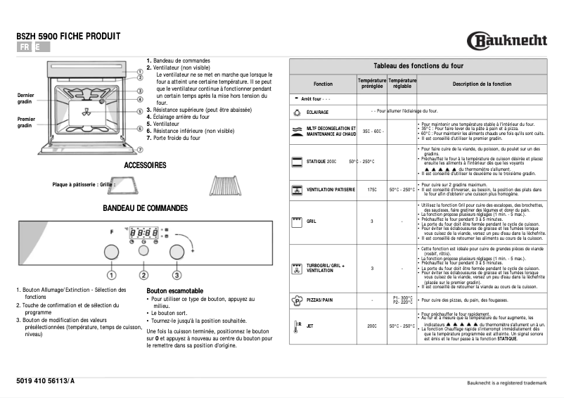 Page n°1 - Manuel utilisateur Bauknecht BSZH 5900 al