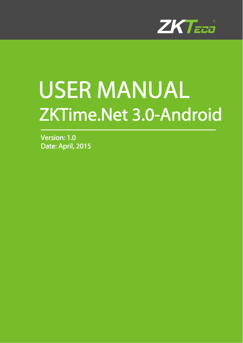 Page n°1 - Manuel utilisateur ZKTeco ZPAD