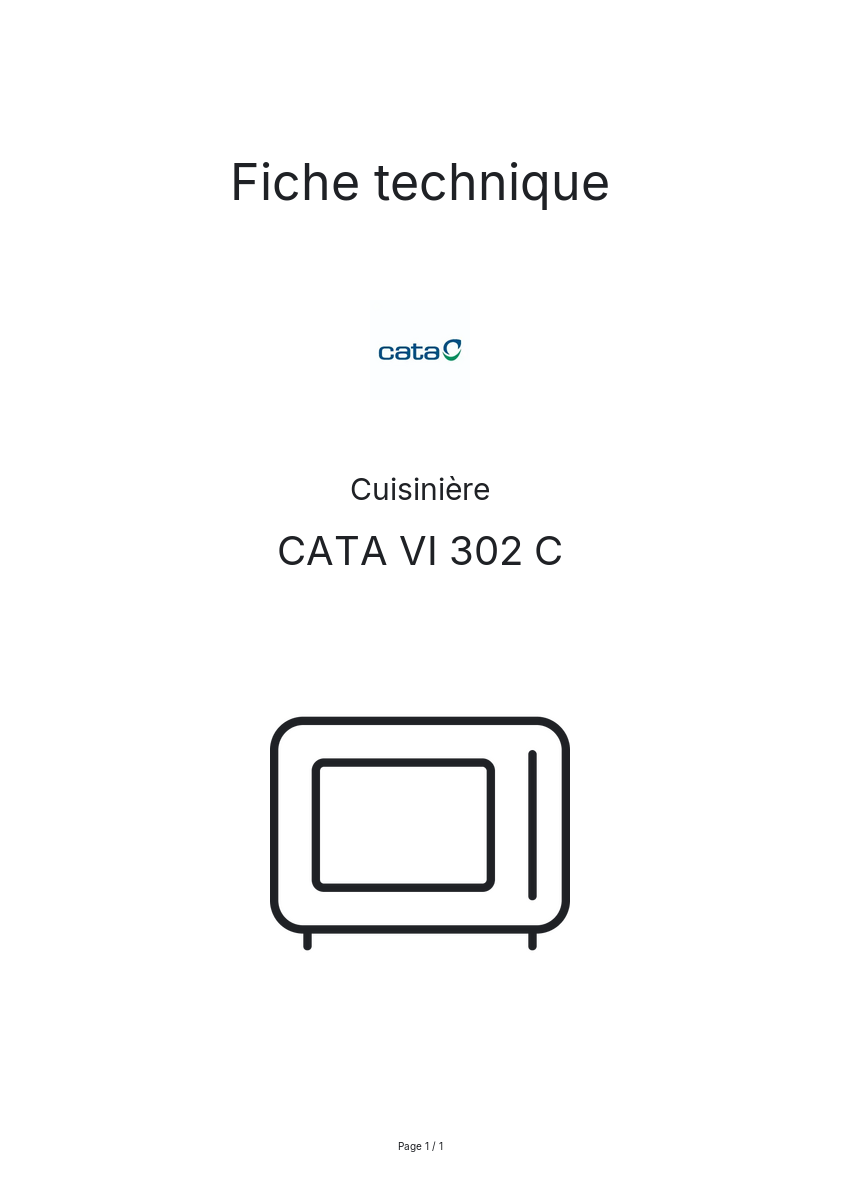Page n°1 - Fiche technique CATA VI 302 C