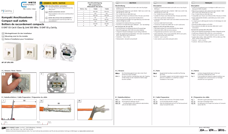 Page n°1 - Manuel utilisateur Metz Connect 1307380002-I