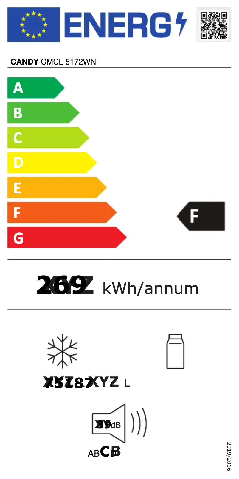 Page n°1 - Label énergétique Candy CMCL 5172WN