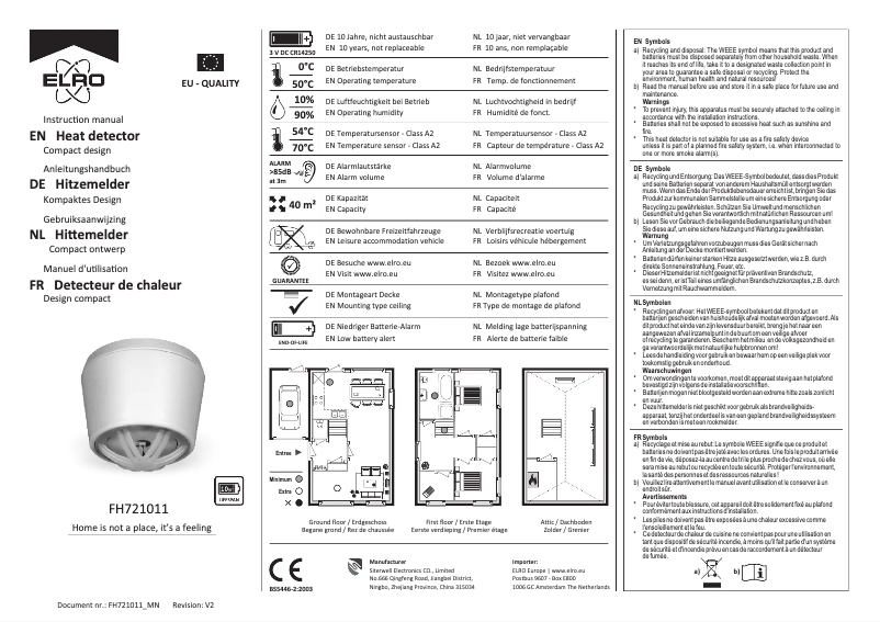 Page n°1 - Manuel utilisateur Elro FH721011
