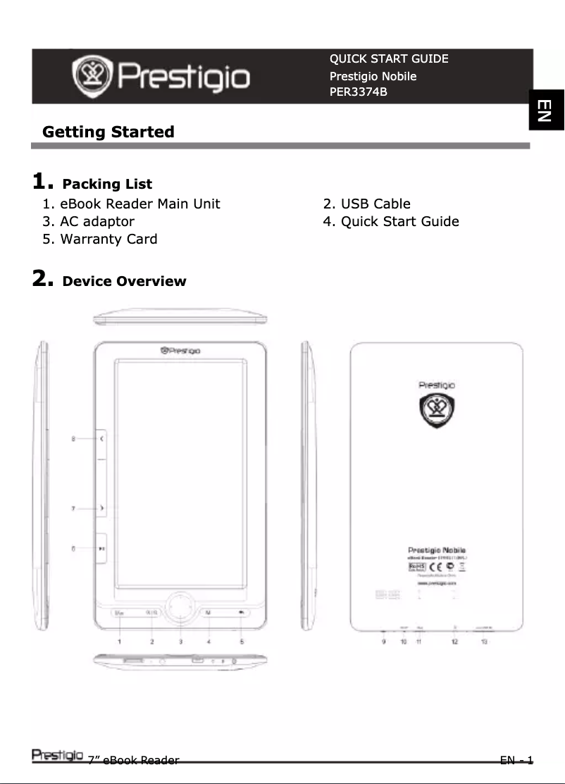Image de la première page du manuel de l'appareil Nobile PER3374B