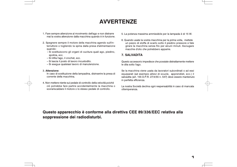 Page 1 de la notice Manuel utilisateur Singer 118