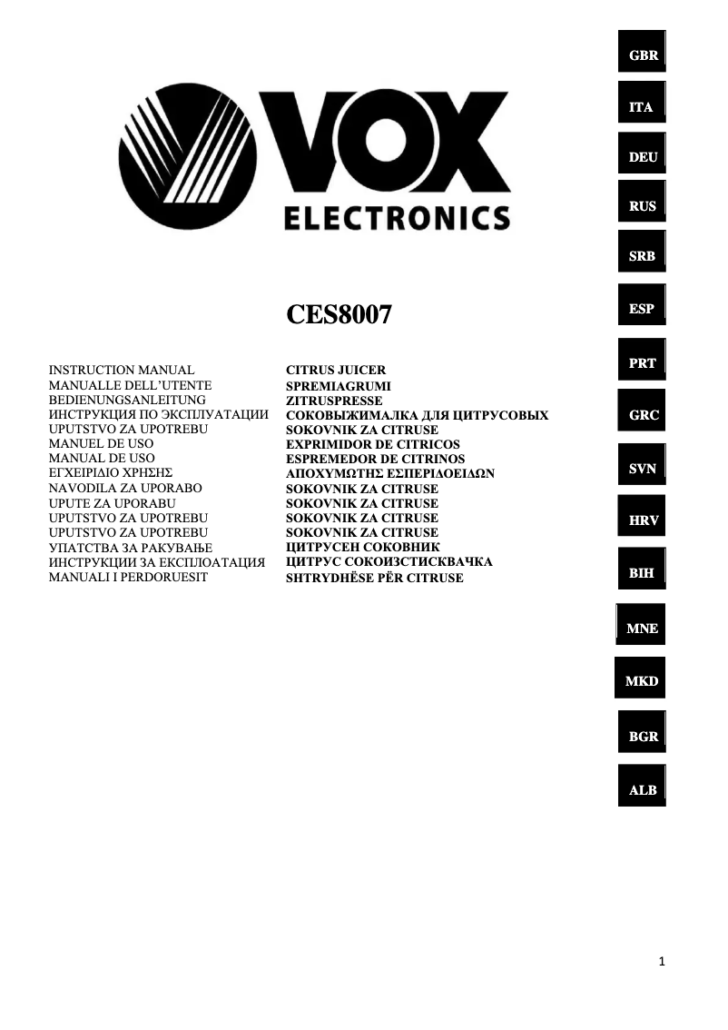Página 1 del manual Manual de usuario VOX CES8007