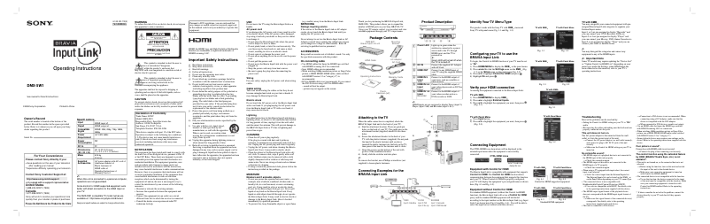 Image de la première page du manuel de l'appareil DMX-SW1