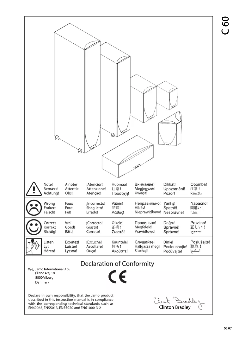 Page 1 de la notice Manuel utilisateur Jamo C 60 SUR