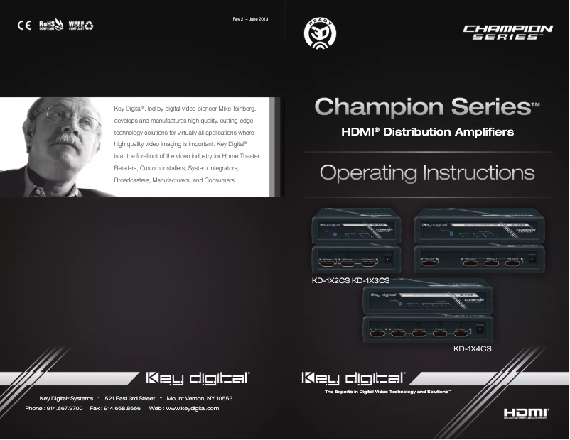 Page 1 de la notice Manuel utilisateur Key Digital Champion KD-1X3CS