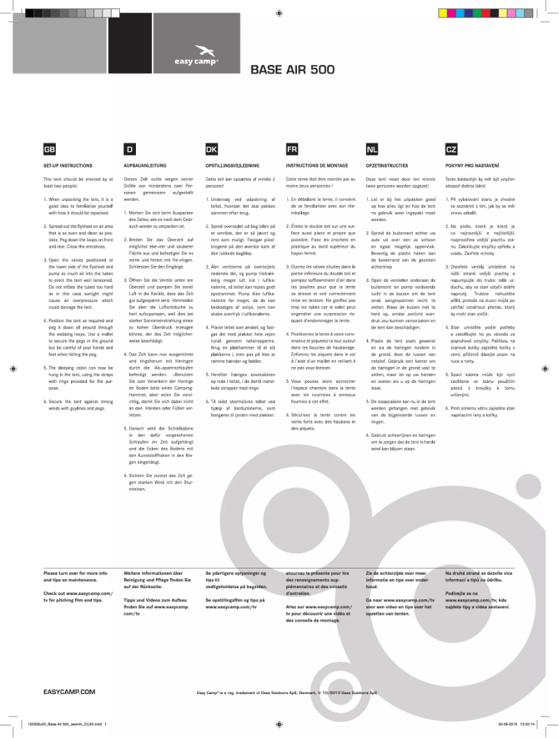 Image de la première page du manuel de l'appareil Base Air 500