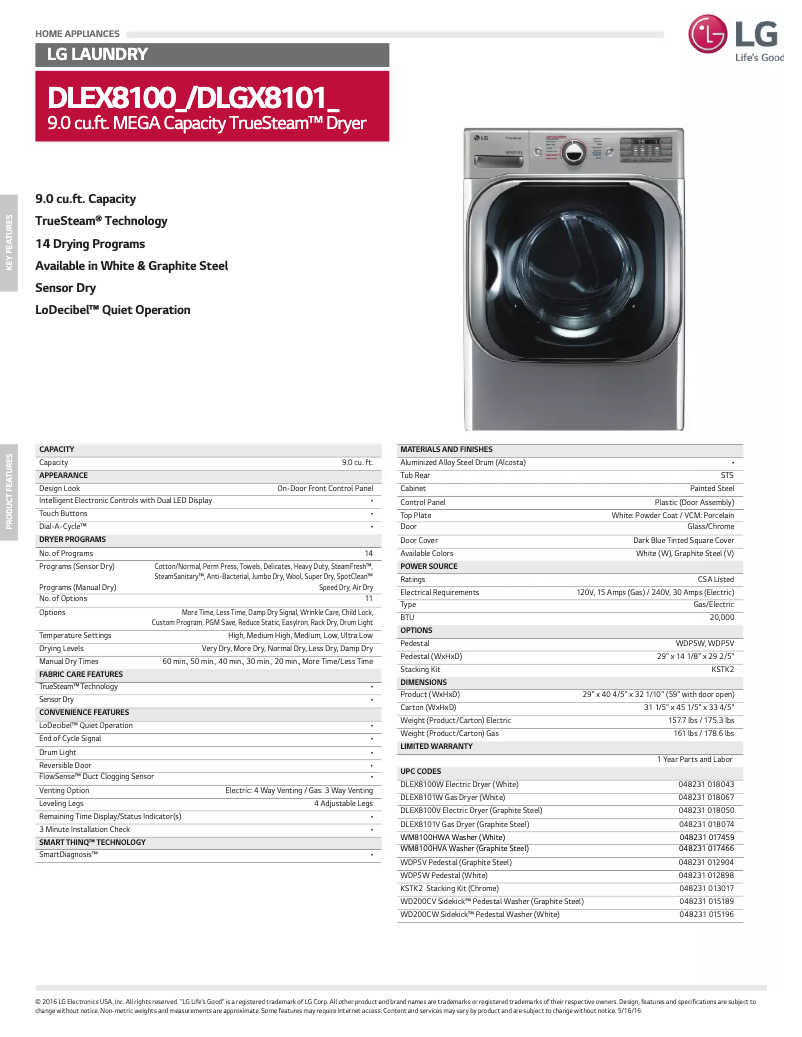 Page n°1 - Fiche technique LG DX8101V