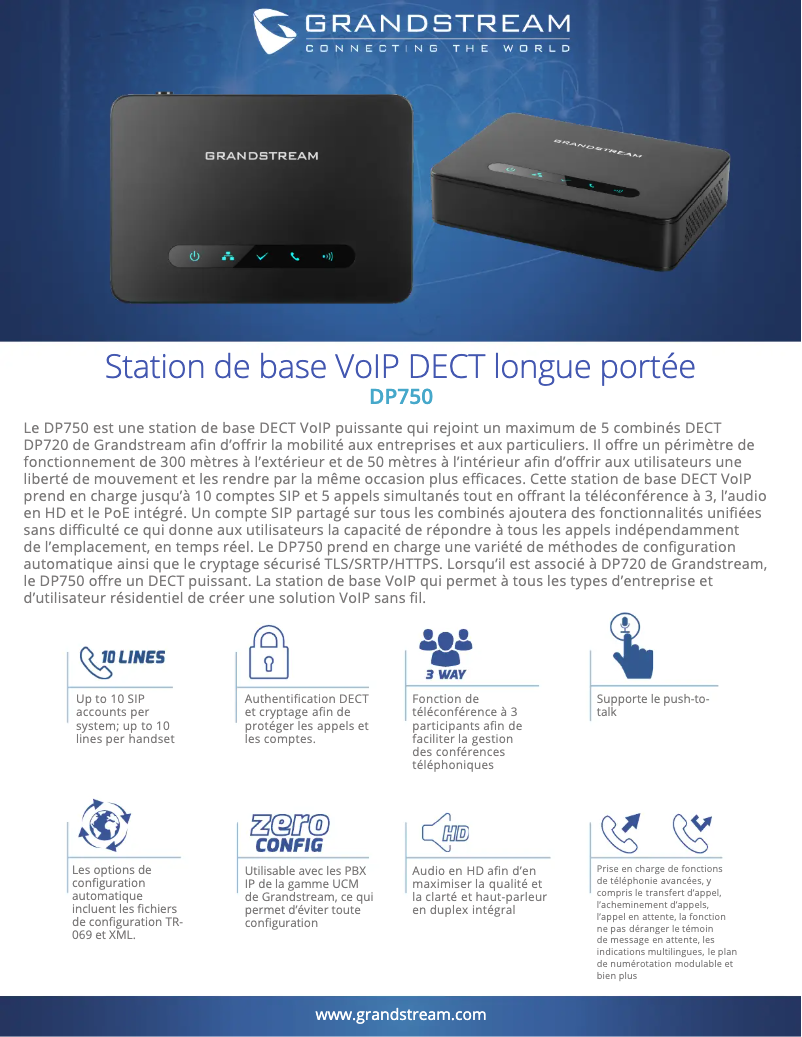 Page n°1 - Fiche technique Grandstream DP750