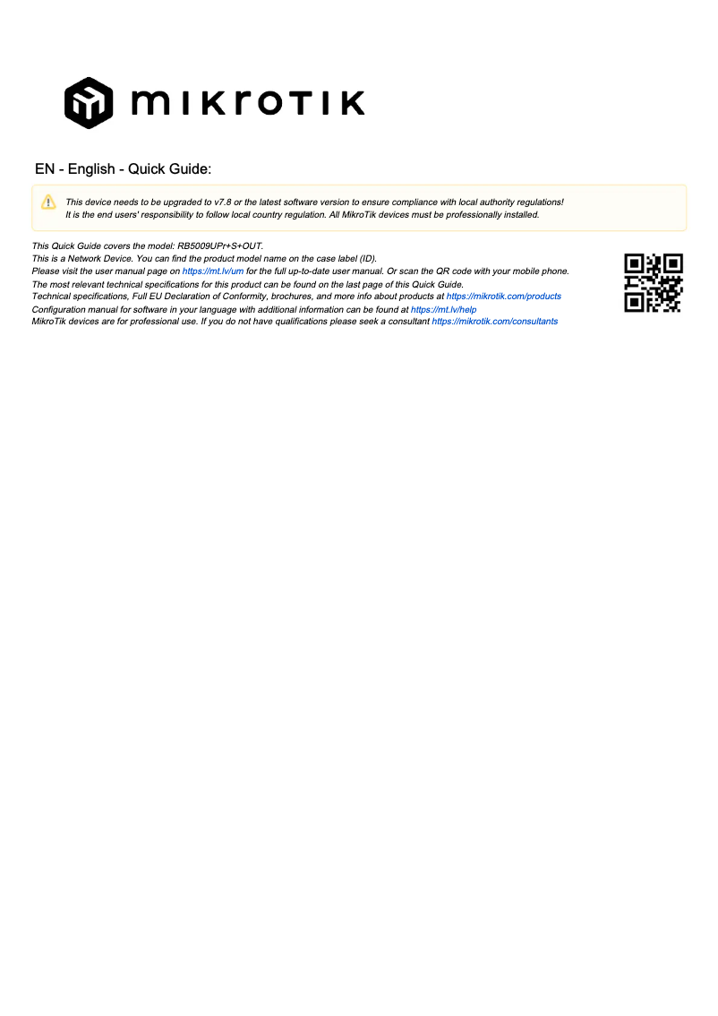 Image de la première page du manuel de l'appareil RB5009UPr+S+OUT