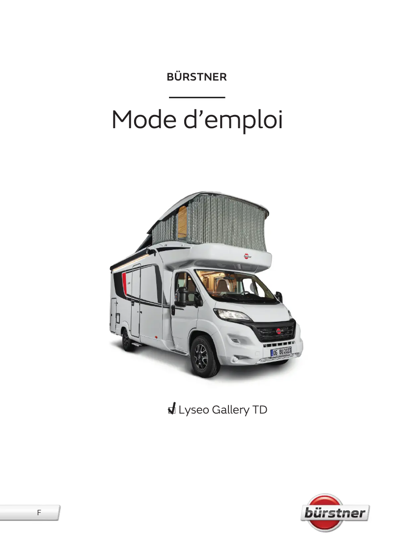 Page 1 de la notice Manuel utilisateur Bürstner Lyseo Gallery TD (2023)