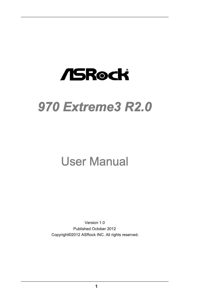 Page n°1 - Manuel utilisateur Asrock 970 Extreme3 R2.0