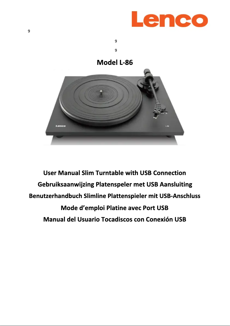 Page n°1 - Manuel utilisateur Lenco L-86