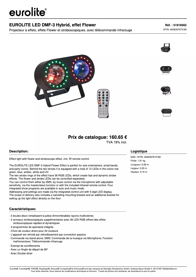 Page 1 of the manual Technical Sheet Eurolite LED DMF-3