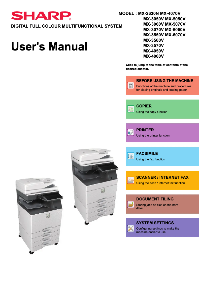 Page n°1 - Manuel utilisateur Sharp MX-5070V