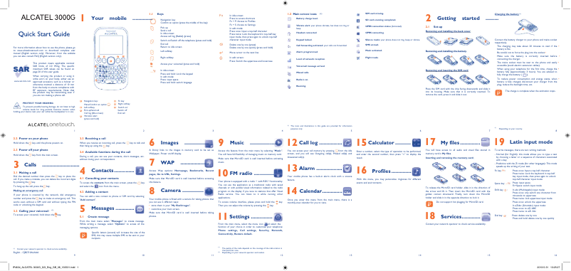 Image de la première page du manuel de l'appareil One Touch 3000G