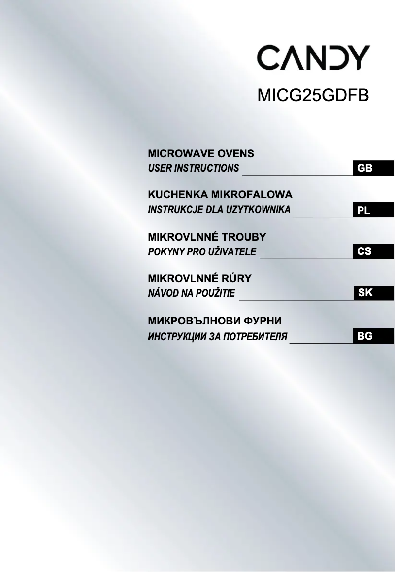 Page n°1 - Manuel utilisateur Candy MICG25GDFB