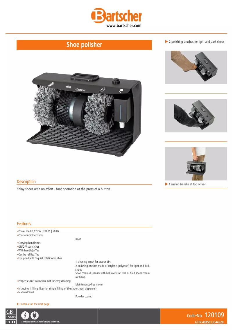 Image de la première page du manuel de l'appareil 120109