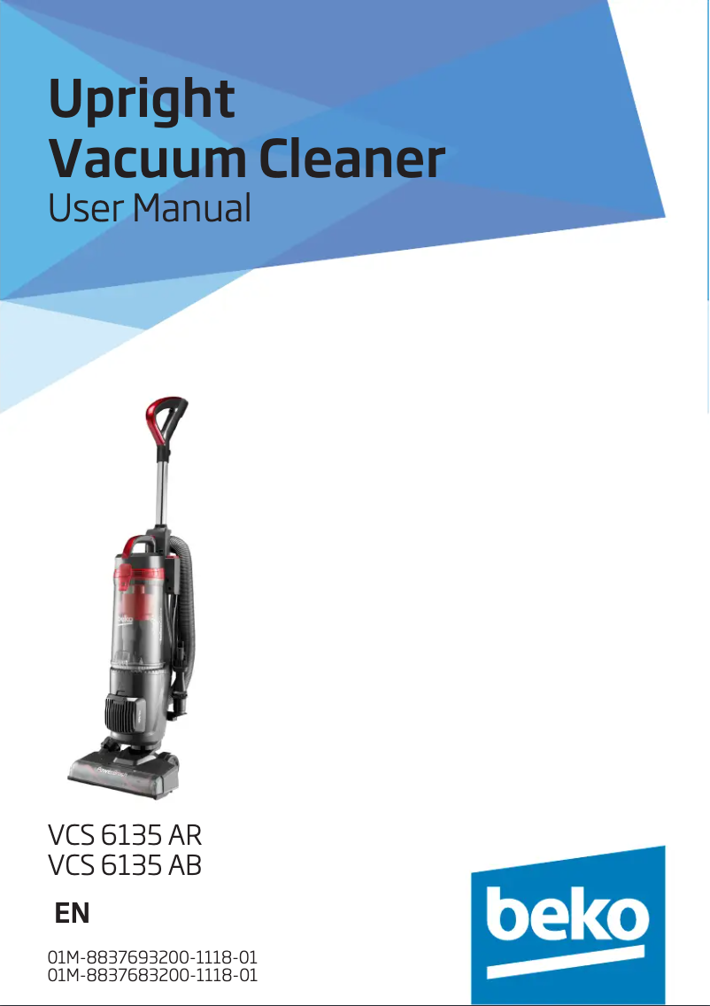 Page 1 de la notice Manuel utilisateur Beko VCS6135A