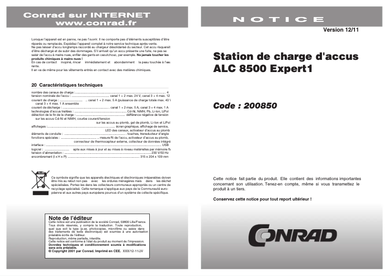 Page n°1 - Manuel utilisateur Voltcraft ALC 8500 Expert