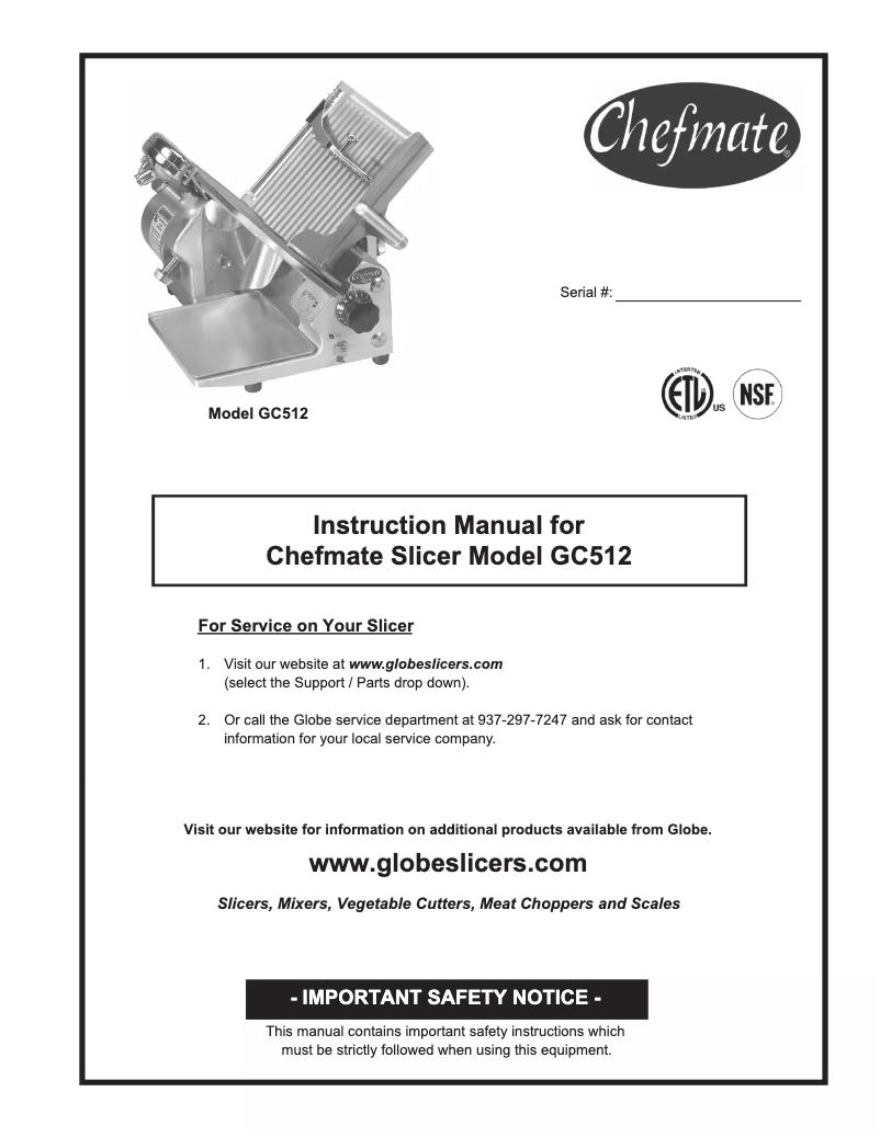 Page n°1 - Manuel utilisateur Globe GC512