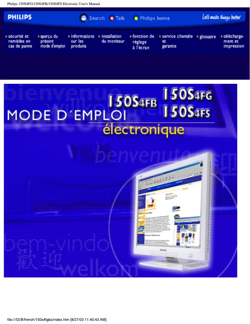 Page n°1 - Manuel utilisateur Philips 150S4FS