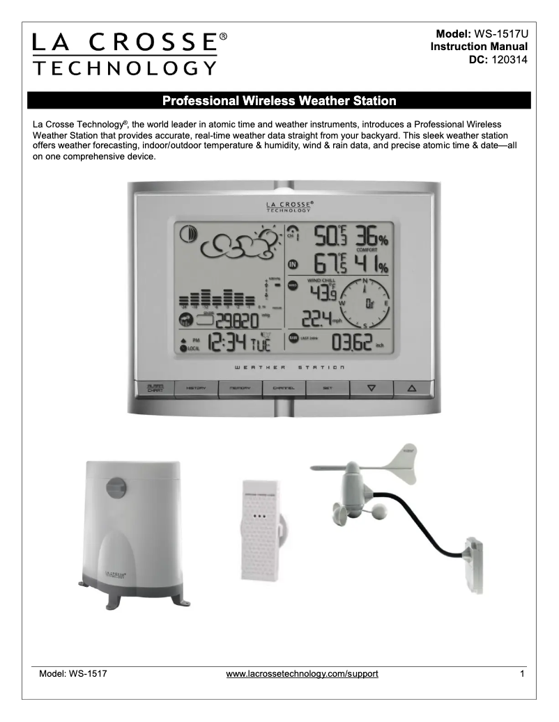 Image de la première page du manuel de l'appareil WS-1517U