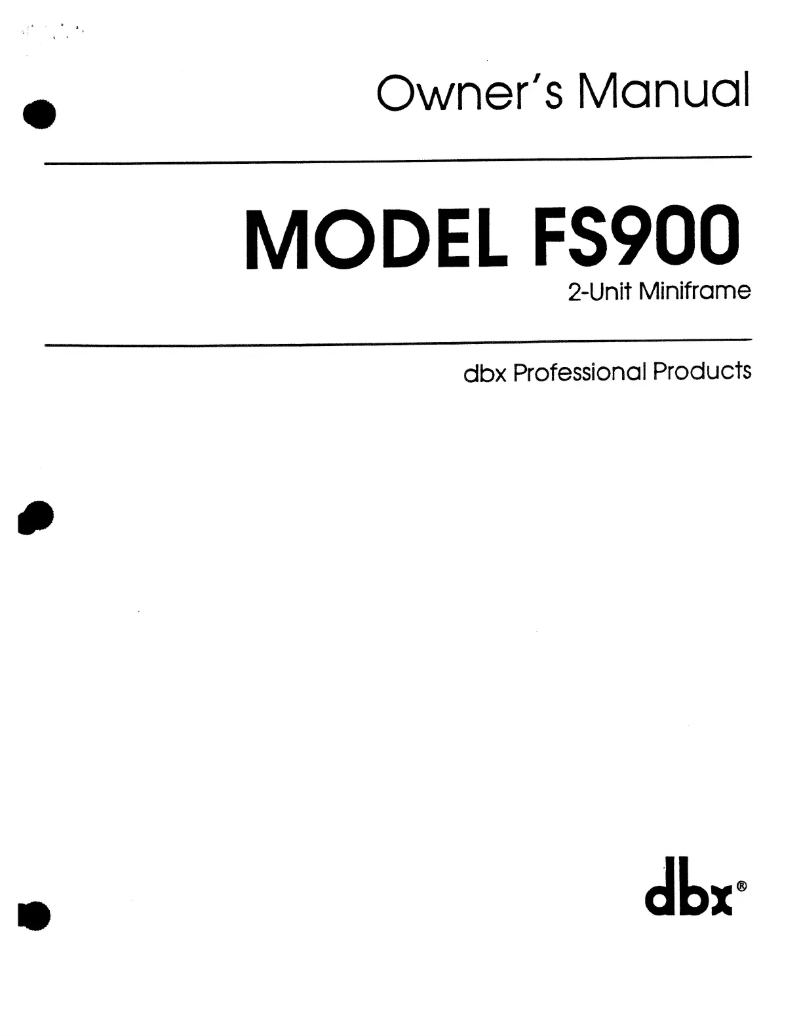 Page n°1 - Manuel utilisateur DBX F900