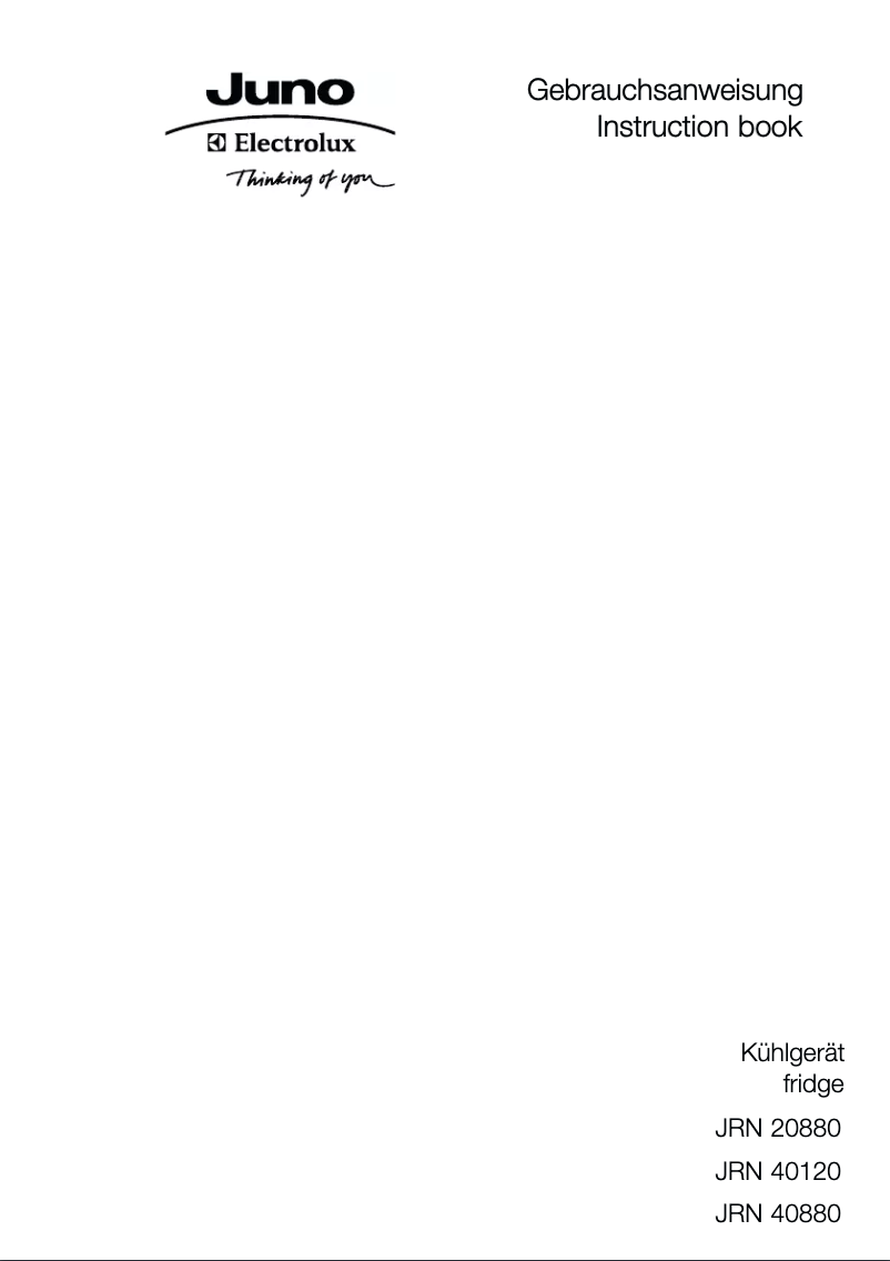 Page 1 de la notice Manuel utilisateur Juno Electrolux JRN20880
