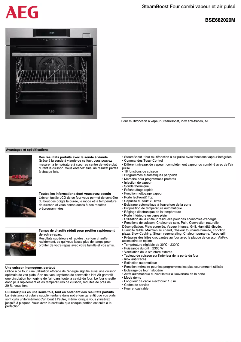 Página 1 del manual Ficha técnica AEG BSE682020M