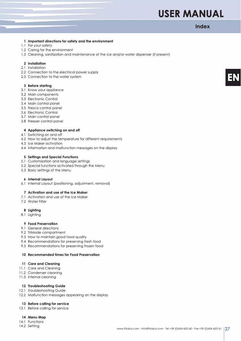 Page 1 de la notice Manuel utilisateur Fhiaba StandPlus MS5990TST/6