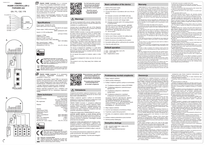 Page n°1 - Manuel utilisateur Fibaro FGRGBW-442